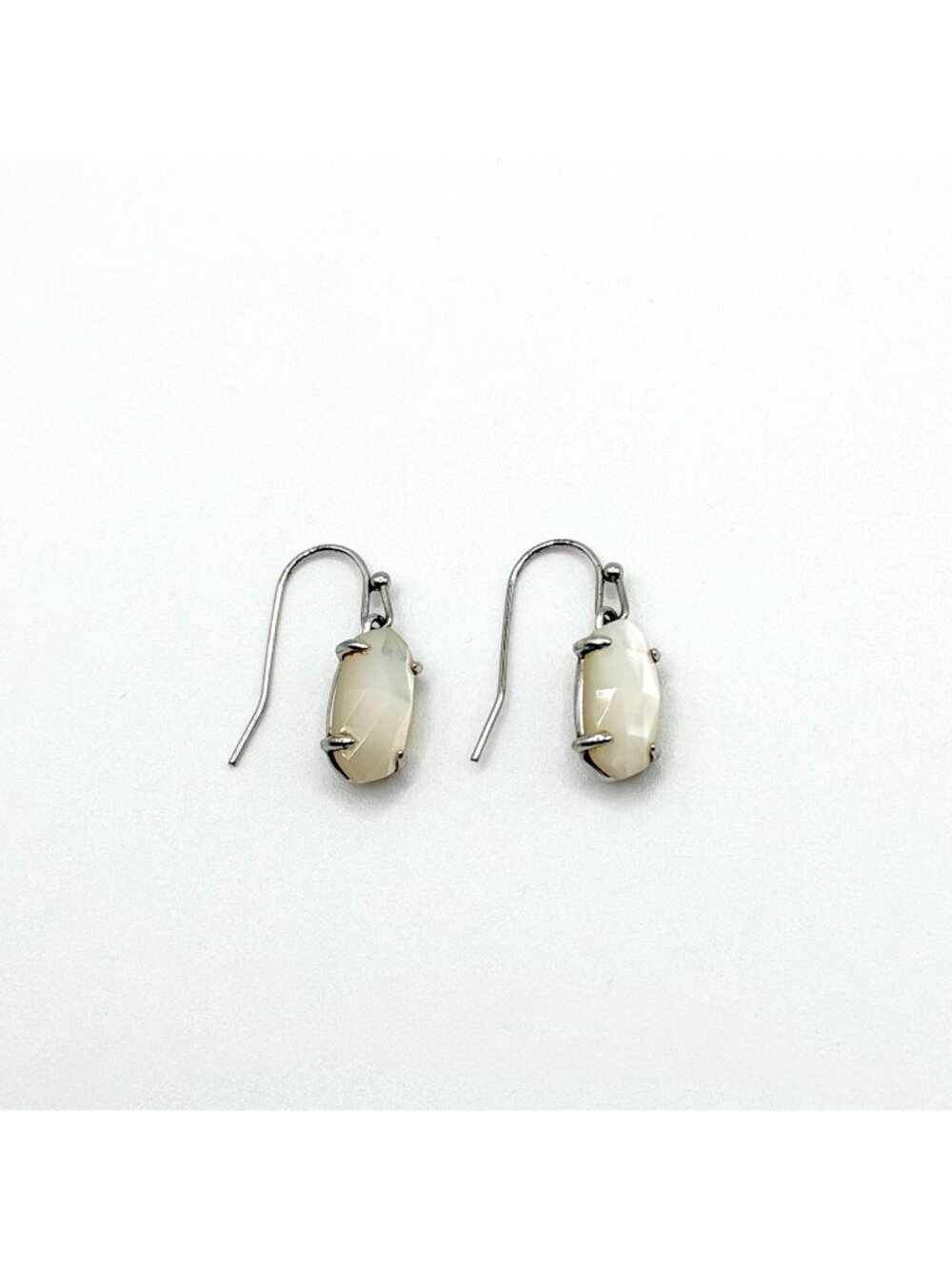 Kendra Scott Lenmi Silver-Tone White Iridescent Drop Earrings